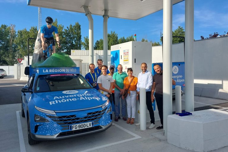 Region’s Vehicle refueling as part of the Tour de France 2023 at the Hympulsion station in Saint-Priest